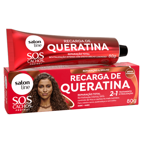Condicionador Queratina SOS Recarga Reparação 80g para Cachos e Crespos - Salon Line