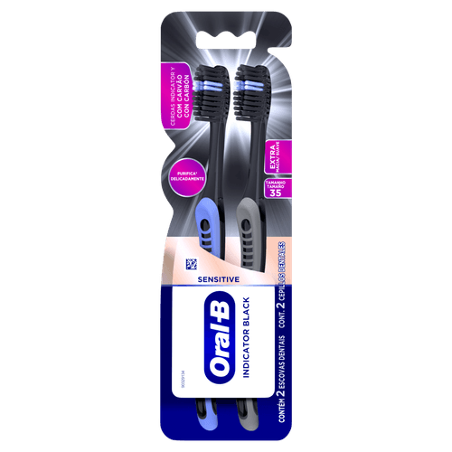 Escova de Dente Tradicional Pro-Saúde Indicator Black Extramacia Sensitive 2 Unid Oral B