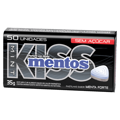 Pastilhas Kiss Menta Forte 35g Zero Açúcar Mentos