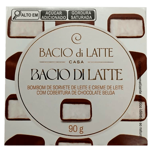 Bombom de Sorvete Bacio di Latte Leite e Creme de Leite Cobertura Chocolate Belga -  90g
