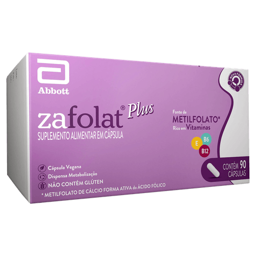 Suplemento Alimentar Zafolat Plus Abbott 624µg Cápsula 90 Unidades