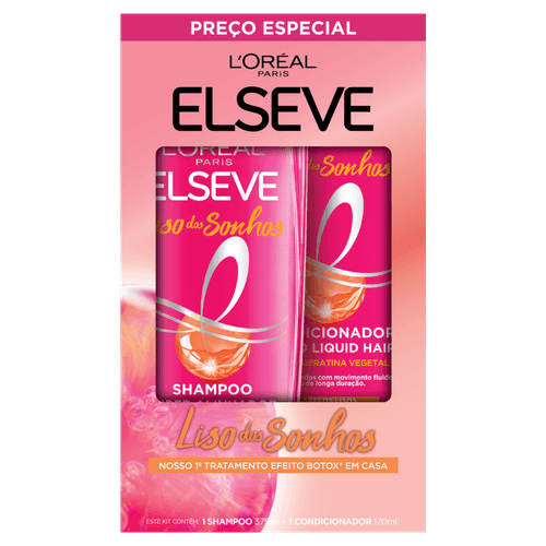 Kit Shampoo 375ml + Condicionador 170ml Elseve Liso dos Sonhos