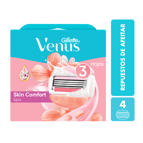 Carga para Aparelho de Depilar Venus Skin Comfort Spa 3 lâminas 4 Unidades Gillette