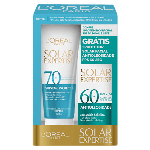 Kit Protetor Solar Corporal Supreme Protect FPS 70 200ml + Protetor Facial Antioleosidade FPS 60 25g