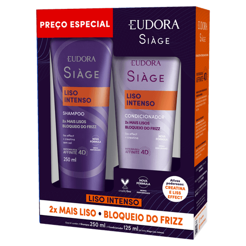 Kit Eudora Siàge Liso Intenso Shampoo 250ml + Condicionador 125ml