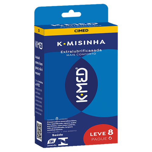 Preservativo Masculino Extra Lubrificado K-Misinha K-Med - 8 Unidades