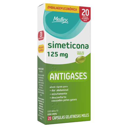 Antiflatulento Simeticona Medley 125mg Cápsula 20 Unidades