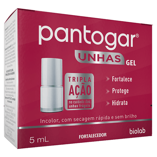 Fortalecedor de Unhas Pantogar Unhas Gel Top Incolor 5ml Biolab