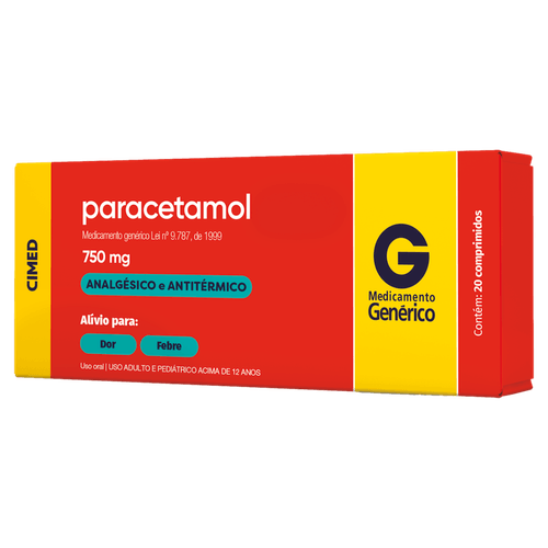 Analgésico Paracetamol 750mg Cimed Comprimido 20 Unidades
