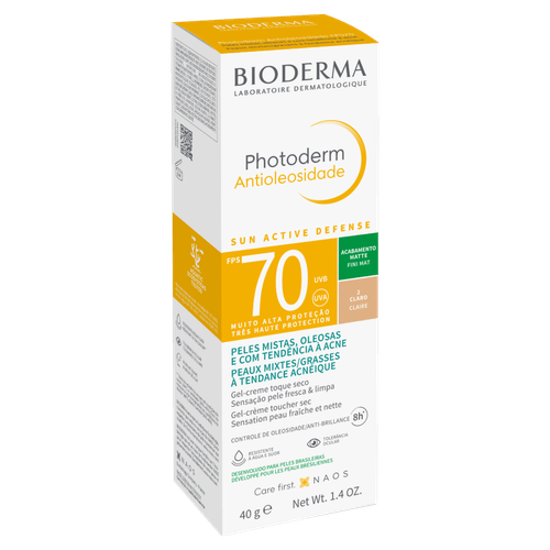 Protetor Solar Gel-Creme Antioleosidade Cor Claro FPS 70 Suave Bioderma Photoderm - 40g
