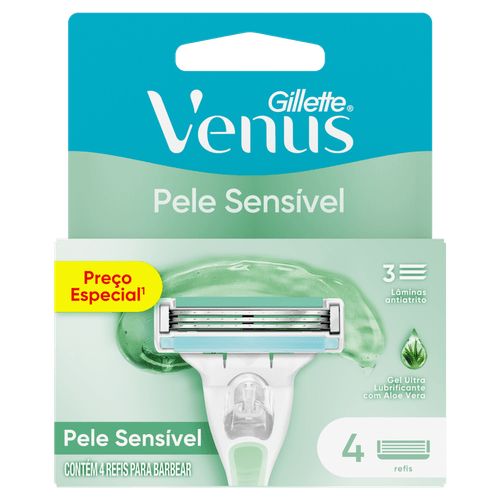 Carga de Aparelho para Depilar Pele Sensível Gillette Venus - 4 Unidades