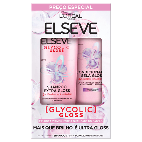 Kit Elseve Glycolic Gloss Shampoo 375ml e Condicionador 170ml