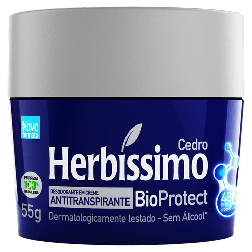 Antitranspirante Creme Cedro Herbíssimo Bioprotect - 55g