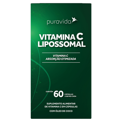 Suplemento Vitamina C Lipossomal e Óleo de Coco Puravida 1000mg Cápsula 60 Unidades