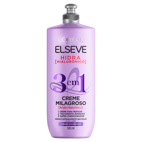 Creme Milagroso 3 em 1 Elseve Hidra Hialurônico - 500ml