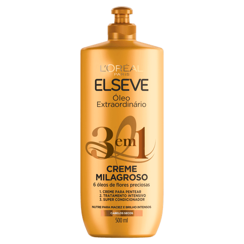 Óleo Extraordinário 3 em 1 Elseve Creme Milagroso - 500ml