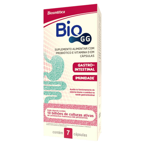 Suplemento Alimentar Bio GG Probiótico e Vitamina D Biosintética 1.000UI 7 Cápsulas