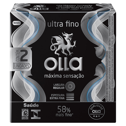 Preservativo Masculino Máxima Sensação 2 Unidades Lubrificado Látex Natural Olla