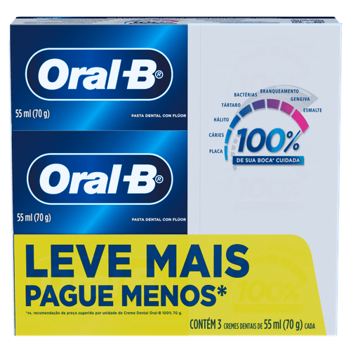 Creme Dental Oralb 100 Ment 70g 3un L+P-