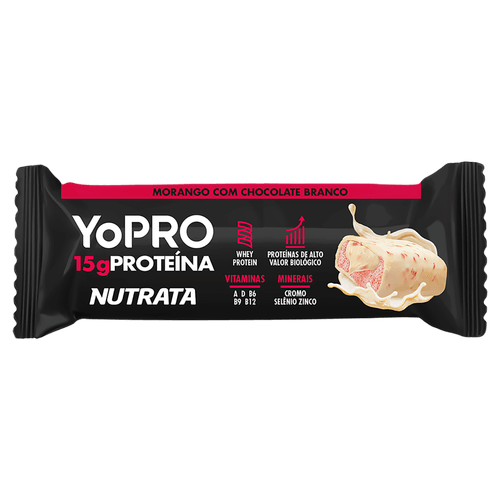 Barra de Proteína Nutrata Yopro Morango com Chocolate Branco - 55g