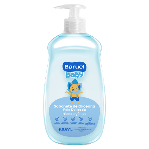 Sabonete Bebê Líquido Baby Pele Delicada 400ml Glicerina Sem Lágrimas Baruel Hidratação