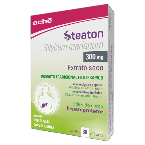 Suplemento Hepatoprotetor Steaton Silimarina Aché 300mg Cápsulas 30 Unidades