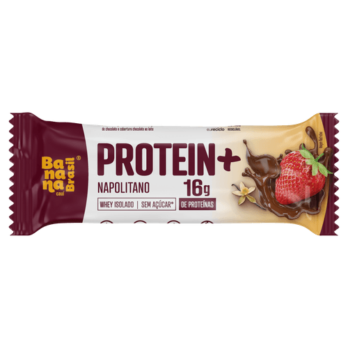 Barra de Proteína Protein+ Napolitano Cobertura Chocolate ao Leite - 50g