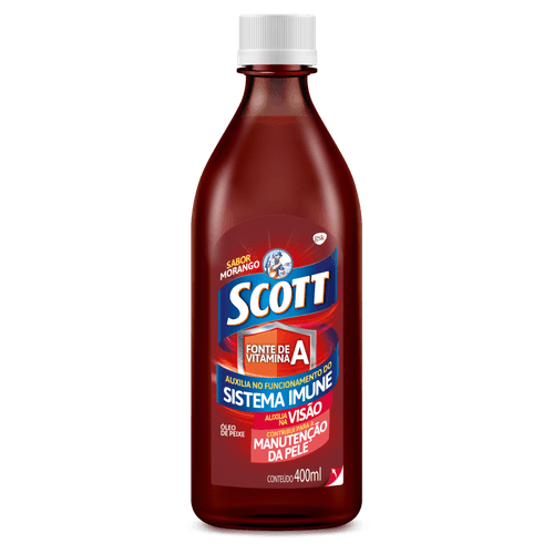Emulsão Scott Suplemento Vitamínico Sabor Morango Frasco com 400ml