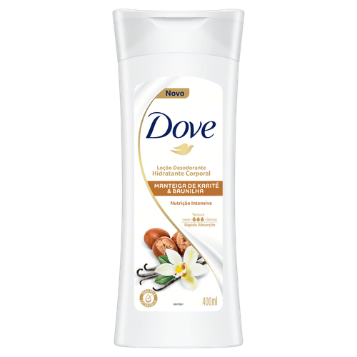 Loção Desodorante Hidratante Corporal  Nutrição Intensiva Manteiga de Karité & Baunilha Dove Frasco 400ml