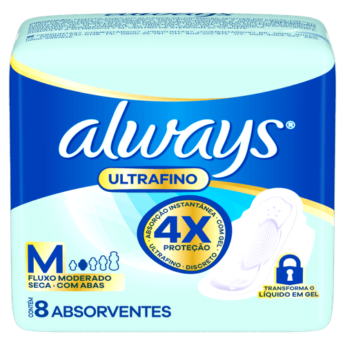 Absorvente com Abas Ultrafino Moderado M 8 Unidades Seca com Gel Always