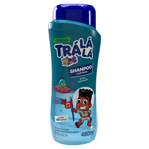 Shampoo infantil Nutrikids 480ml sem irritar os olhos Tra La La - Brilho e proteção