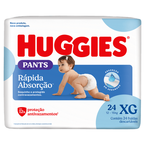 Fralda Descartável Infantil Pants Huggies Rápida Absorção XG - 24 Unidades