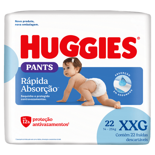 Fralda Descartável Infantil Pants Huggies Rápida Absorção XXG - 22 Unidades