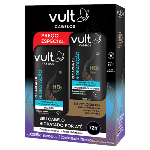 Kit Shampoo 200ml + Condicionador 200ml Vult Cabelos Recarga de Hidratação