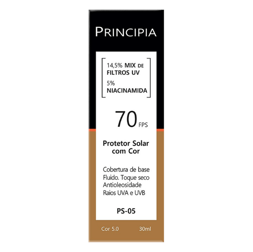 Protetor Solar Facial Antioleosidade com Cor 5.0 FPS 70 Principia PS-05 - 30ml