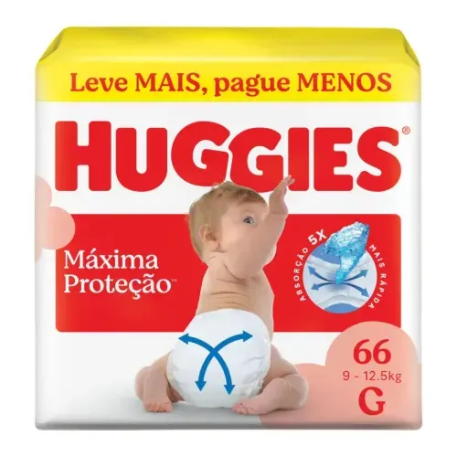 Fralda Descartável Infantil Supreme Care G Diurna e Noturna 66 Unidades Huggies