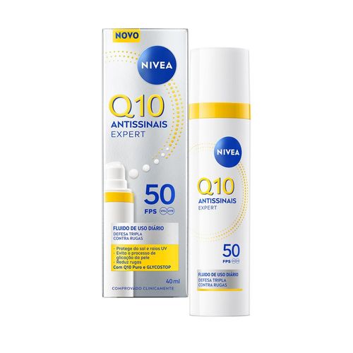 Nivea Hidratante Facial Antissinais Q10 FPS 50 40ml Toque Seco