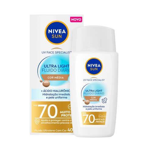 Nivea Sun Protetor Solar Facial Ultralight Cor Média FPS 70 40ml