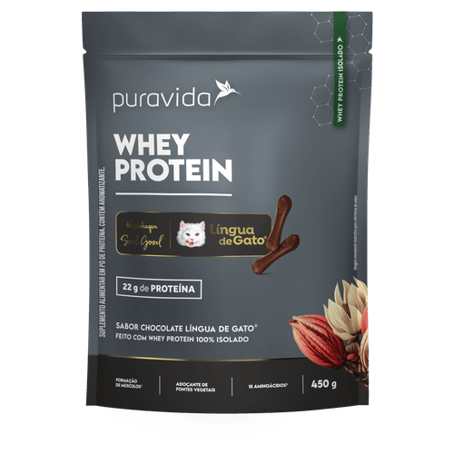 Suplemento Alimentar Puravida Whey Protein Língua de Gato - 450g