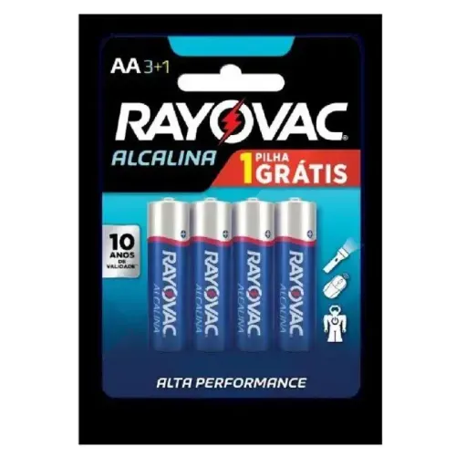 Pilha Rayovac Alcalina Pequena AA Leve 4 Pague 3