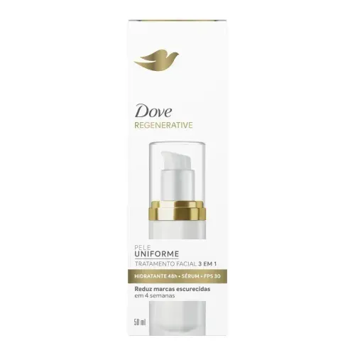 Dove Regenerative Tratamento Facial 3 em 1 Sérum 50ml - Hidrata, Protege e Uniformiza a Pele do Rosto com Tecnologia B3 Pro