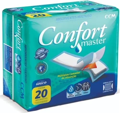 Confort Master Absorvente Geriátrico Incontinência Leve Pacote com 20 Unidades Tamanho Único 10x37cm