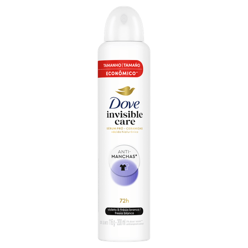 Desodorante Antitranspirante Aerossol Dove Invisible Care 200ml Violeta e Frésia Branca