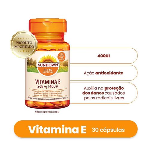 Suplemento Alimentar Sundown Vitamina E 400UI - 30 Cápsulas