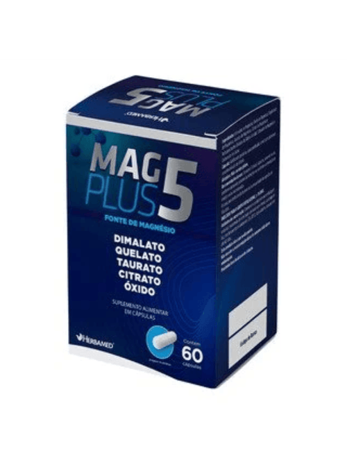 Mag Plus 5 Magnésio 5 em 1 60 Cápsulas - Herbamed
