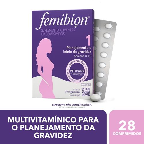 Suplemento Alimentar Femibion 1 Planejamento e Início da Gravidez Caixa  28 Comprimidos