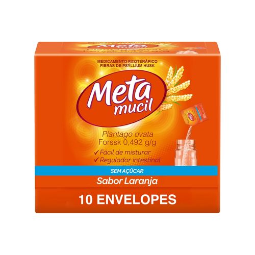 Metamucil Fibra Psyllium Laranja 5,85g - 10 Envelopes