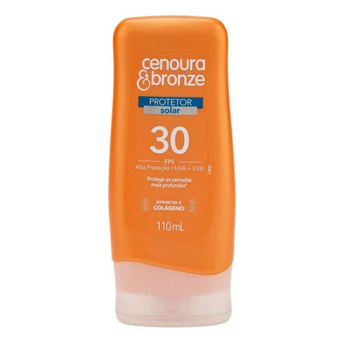 Cenoura Bronze Protetor Solar Loção FPS 30 110ml com Extrato de Cenoura e Vitamina E