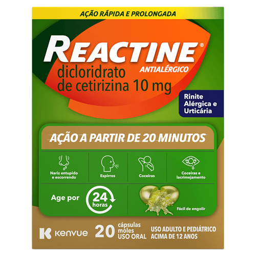 Reactine 10mg 20 Cápsulas Gelatinosas Moles