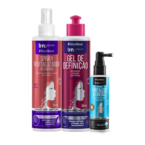 Kit Trio Spray Revitalizador Gel de Definição e Tônico 720ml Bn.Cachos